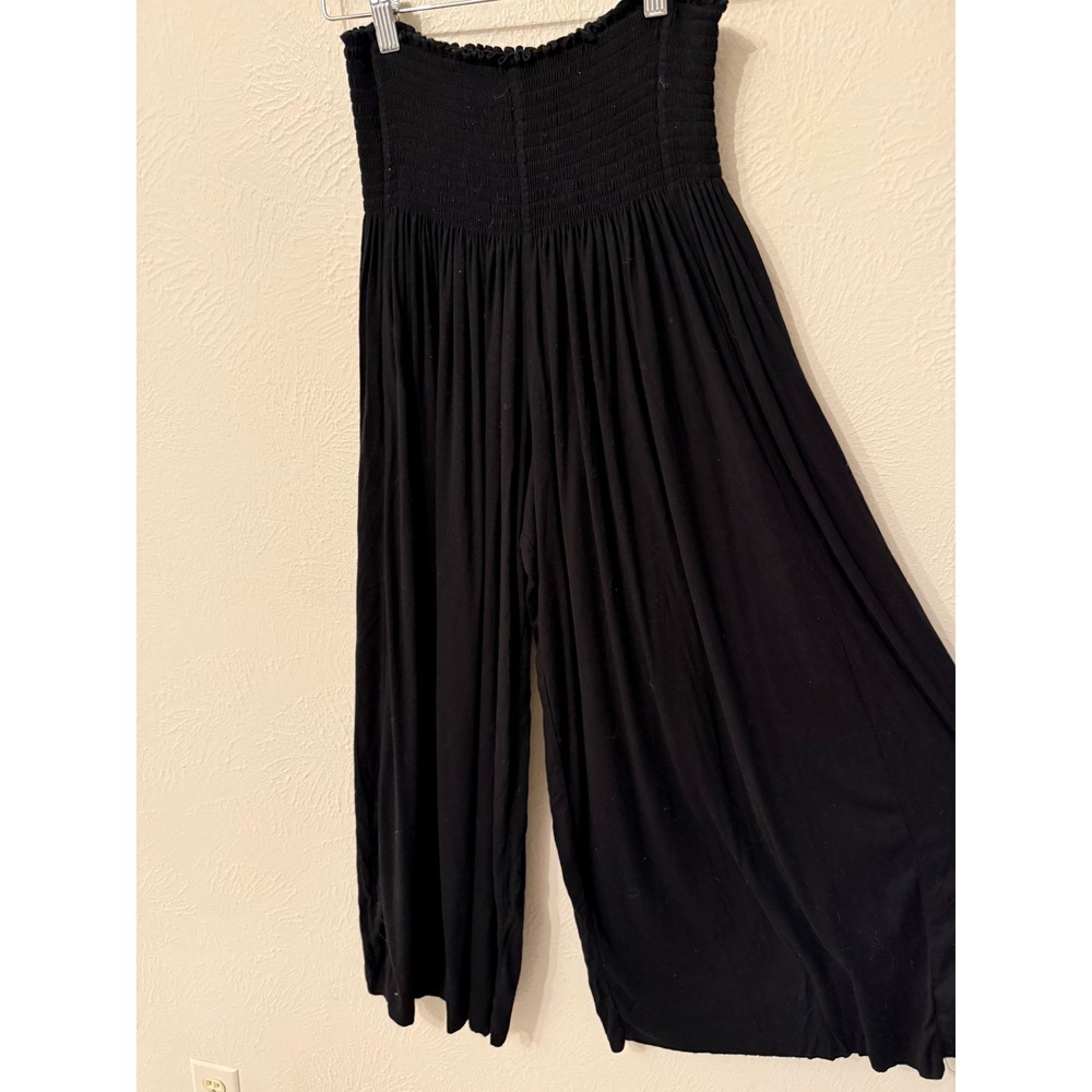 Natural Life Black Smocked Waist Wide Leg Flowy Lounge Pants Large